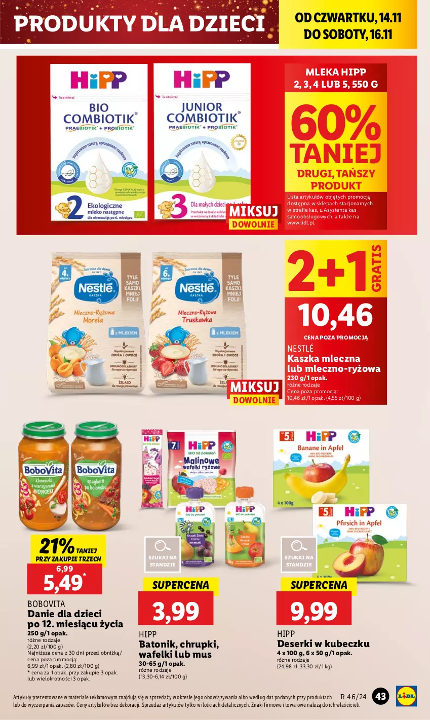 Gazetka promocyjna Lidl - GAZETKA - ważna 14.11 do 16.11.2024 - strona 49 - produkty: Baton, BoboVita, Chrupki, Danie dla dzieci, Deser, Dzieci, Gra, HiPP, Mus, Nestlé, Ryż, Ser, Tonik