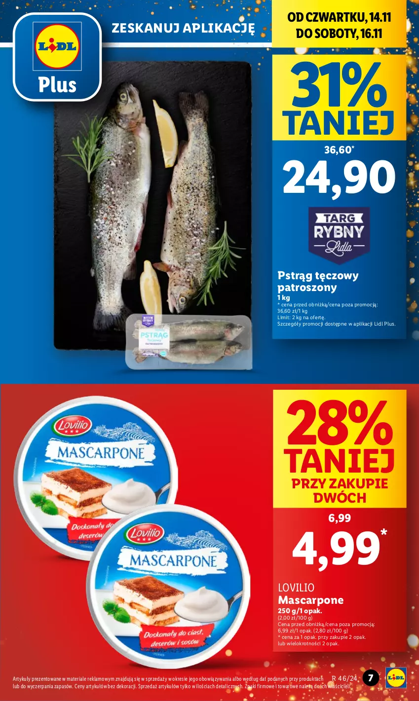 Gazetka promocyjna Lidl - GAZETKA - ważna 14.11 do 16.11.2024 - strona 7 - produkty: Lovi, Mascarpone, Pstrąg, Pstrąg tęczowy