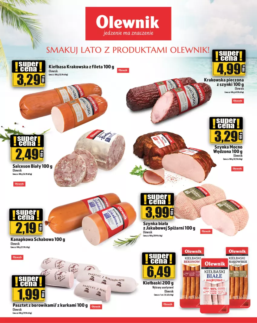 Gazetka promocyjna Topaz - Gazetka - ważna 01.08 do 07.08.2024 - strona 11 - produkty: Beko, Kiełbasa, Kiełbasa krakowska, Olewnik, Pasztet, Piec, Salceson, Szynka, Szynka biała