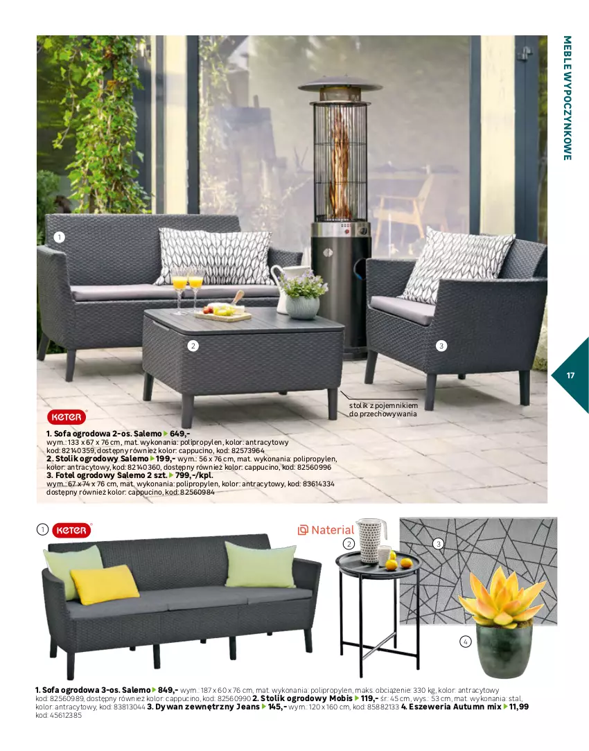 Gazetka promocyjna Leroy Merlin - Gazetka Leroy Merlin - ważna 03.04 do 31.08.2024 - strona 17 - produkty: Dywan, Fa, Fotel, Meble, Pojemnik, Ser, Sofa, Sofa narożna, Stolik