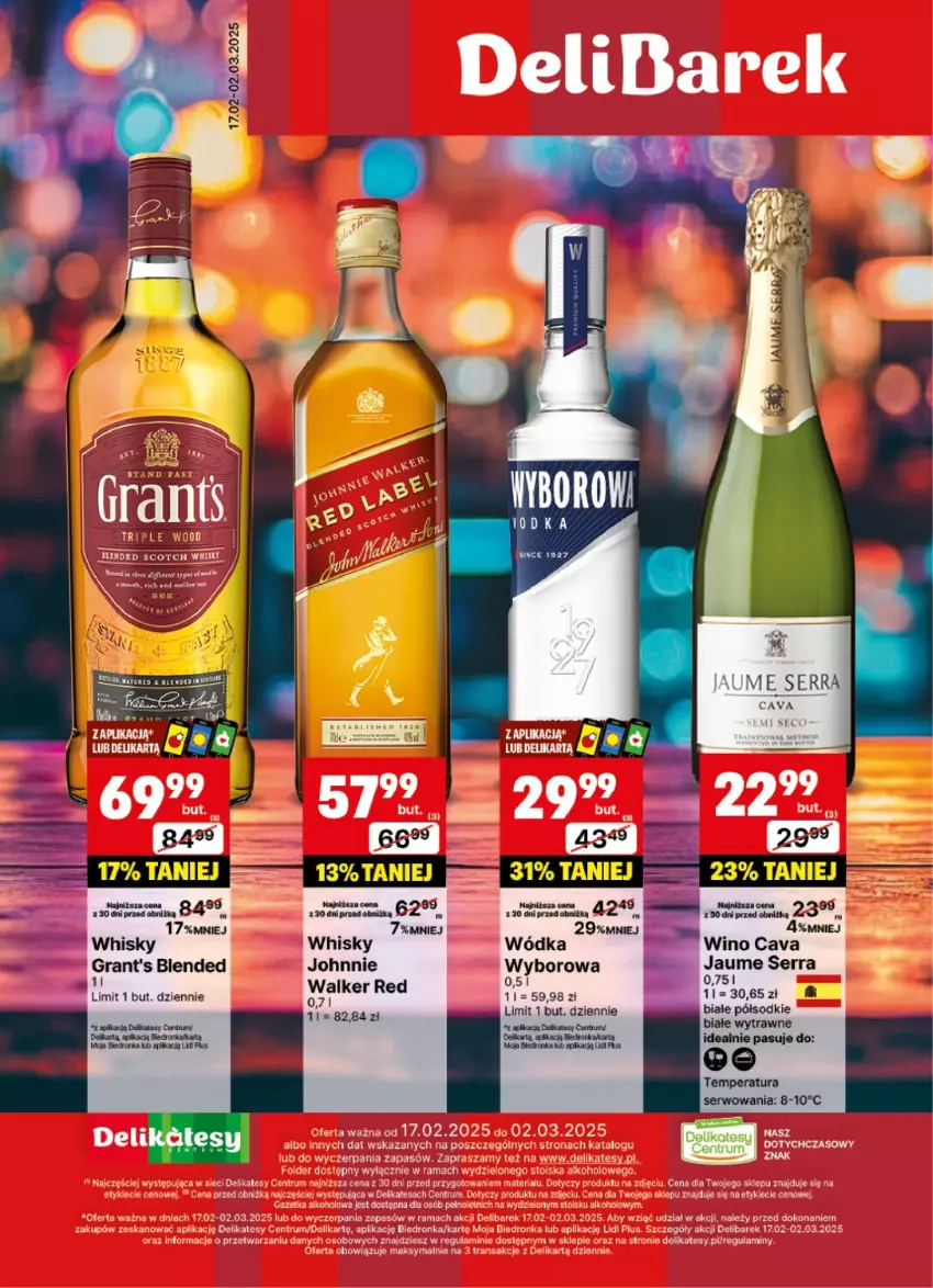 Gazetka promocyjna Delikatesy Centrum - DeliBarek DC08-DC09 - ważna 17.02 do 02.03.2025 - strona 1 - produkty: Dron, Gra, Grant's, LG, Orka, Rum, Ser, Whisky, Wino, Wódka, Wyborowa