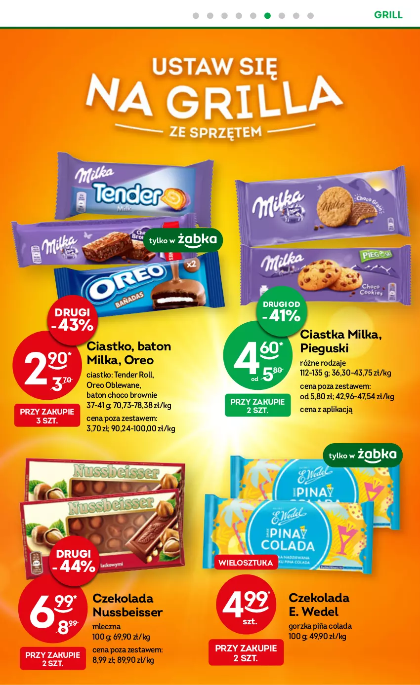 Gazetka promocyjna Żabka - ważna 19.07 do 01.08.2023 - strona 28 - produkty: Baton, Brownie, Ciastka, Czekolada, E. Wedel, Grill, Milka, Oreo, Piña Colada, Ser