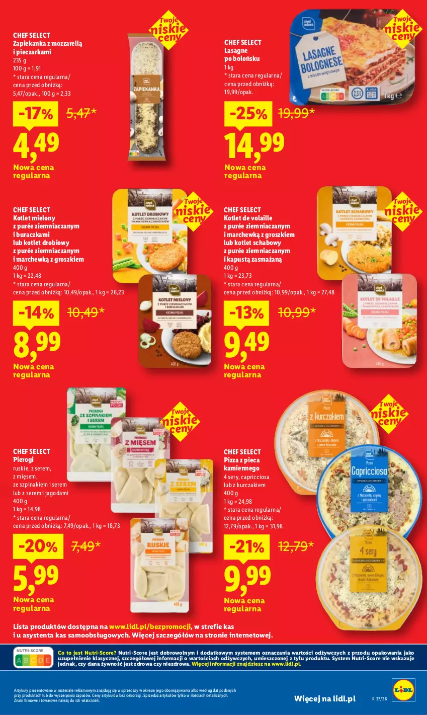 Gazetka promocyjna Lidl - Gazetka ważna od 10.09 do 12.09 - ważna 10.09 do 12.09.2026 - strona 15 - produkty: Kapustą, Kotlet, Kurczak, Lasagne, Piec, Pieczarka, Pierogi, Pizza, Pizza z pieca kamiennego, Pur, Ser, Szpinak, Zapiekanka