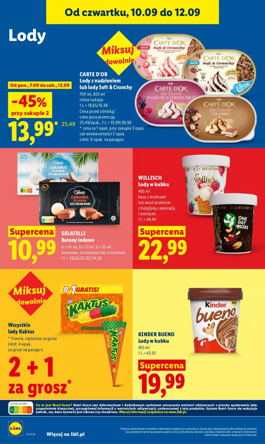 Gazetka promocyjna Lidl - Gazetka ważna od 10.09 do 12.09 - ważna 10.09 do 12.09.2026 - strona 58 - produkty: Baton, Kaktus, Kinder, Kinder Bueno, Kokos, LG, Lody, Mus