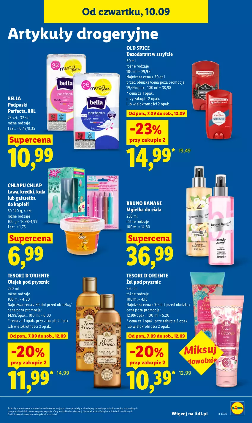 Gazetka promocyjna Lidl - Gazetka ważna od 10.09 do 12.09 - ważna 10.09 do 12.09.2026 - strona 77 - produkty: Bell, Bella, Bruno Banani, Dezodorant, Gala, Galaretka, Old Spice, Olej, Olejek pod prysznic, Perfecta, Podpaski