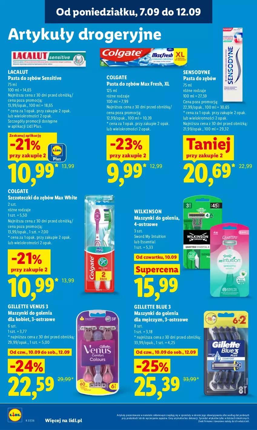 Gazetka promocyjna Lidl - Gazetka ważna od 10.09 do 12.09 - ważna 10.09 do 12.09.2026 - strona 78 - produkty: Colgate, Gillette, Gillette Venus, Lacalut, LG, Pasta do zębów, Sensodyne, Venus