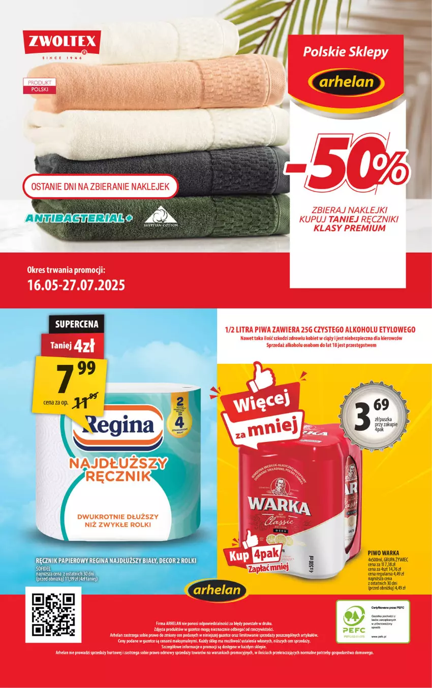 Gazetka promocyjna Arhelan - Gazetka - ważna 18.07 do 27.07.2025 - strona 20 - produkty: Gin, Papier, Piwo, Ręcznik, Rolki, Warka