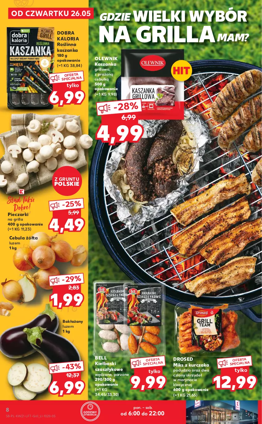 Gazetka promocyjna Kaufland - OFERTA TYGODNIA - ważna 26.05 do 01.06.2022 - strona 8 - produkty: Bell, Cebula, Grill, Grunt, Kasza, Kaszanka, Kurczak, Olewnik, Piec