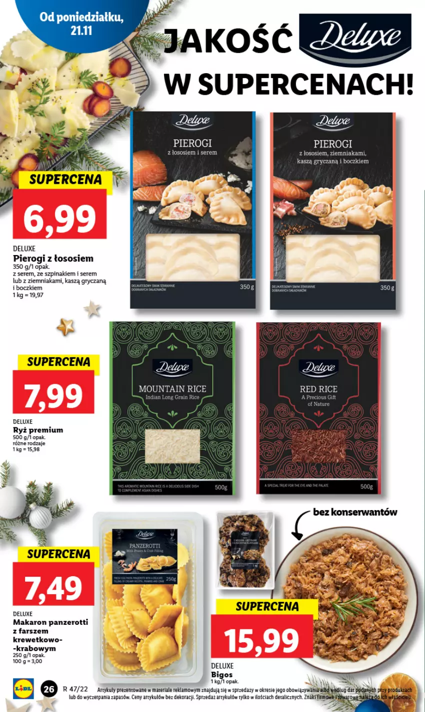 Gazetka promocyjna Lidl - GAZETKA - ważna 21.11 do 23.11.2022 - strona 30 - produkty: Bigos, Fa, Gry, Makaron, Pierogi, Ryż, Ser, Sos, Szpinak