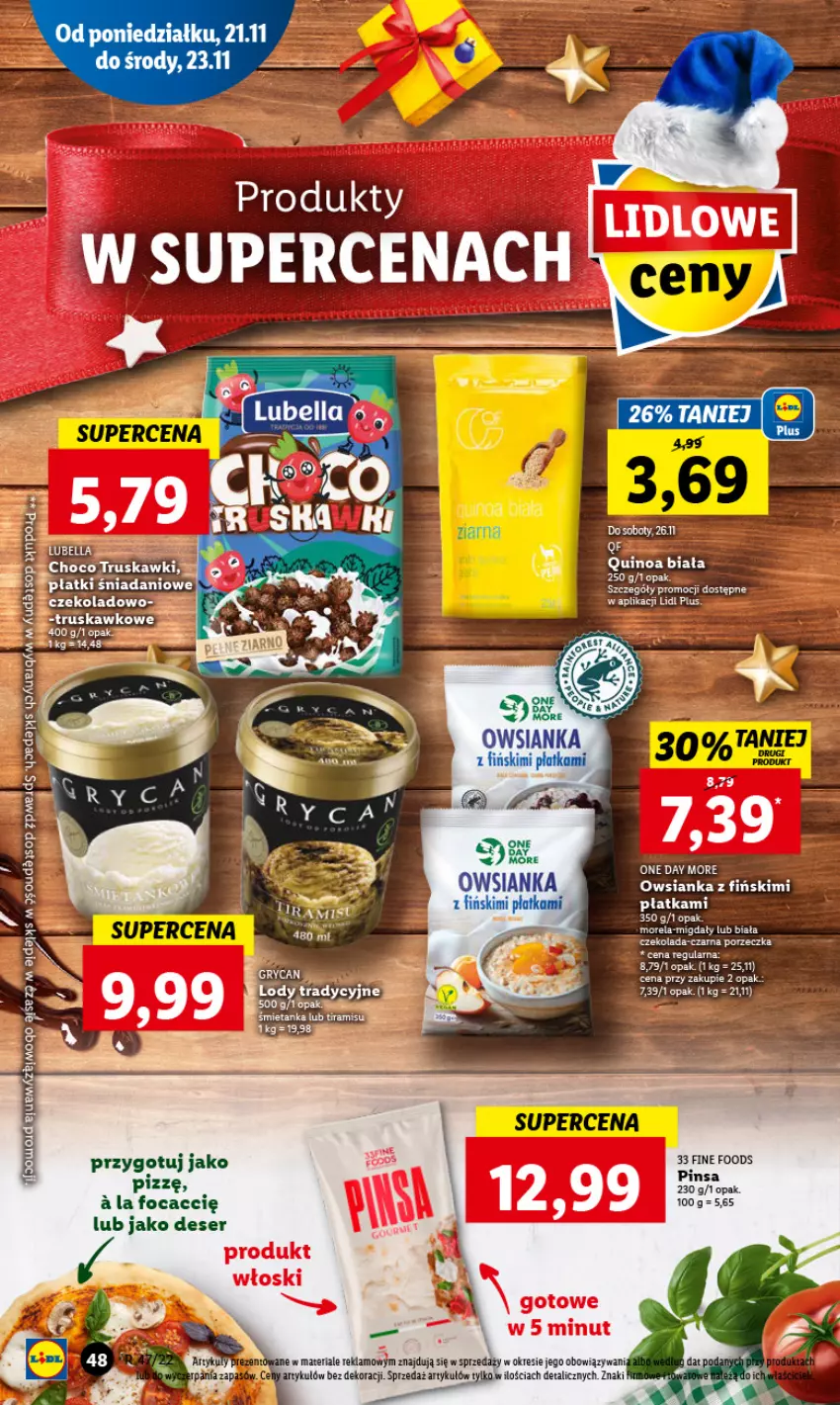 Gazetka promocyjna Lidl - GAZETKA - ważna 21.11 do 23.11.2022 - strona 52 - produkty: Deser, Migdały, Owsianka, Por, Quinoa, Ser