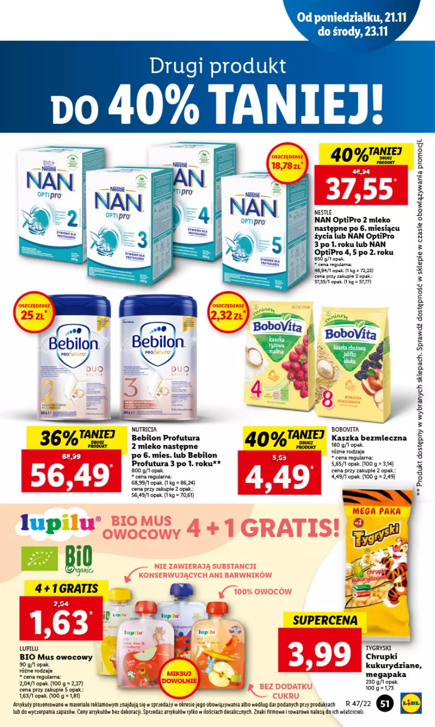 Gazetka promocyjna Lidl - GAZETKA - ważna 21.11 do 23.11.2022 - strona 55 - produkty: BEBILON, Chrupki, Gra, Gry, LG, Mleko, Mus, NAN Optipro, O nas