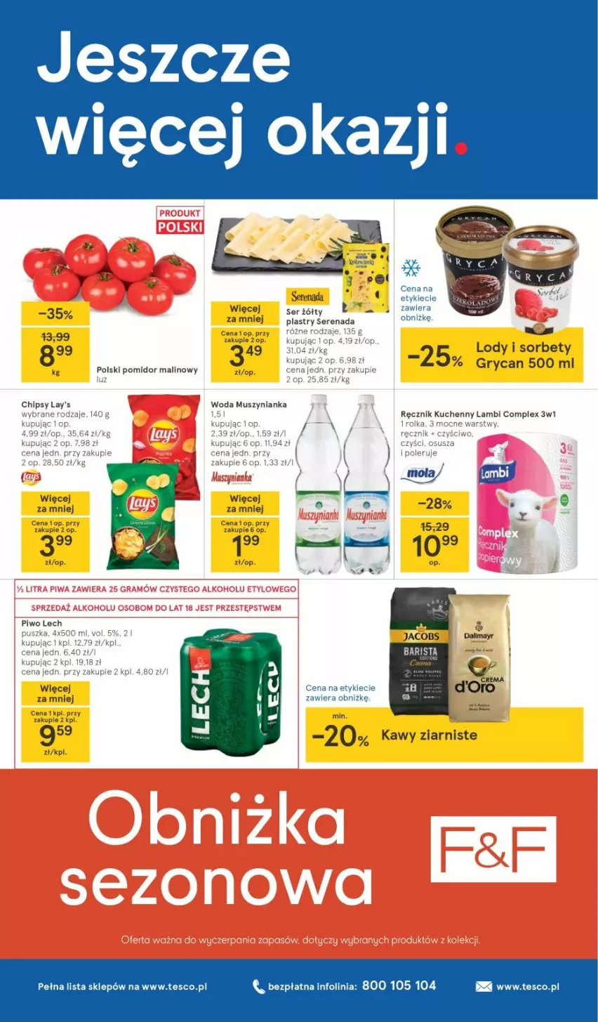 Gazetka promocyjna Tesco - Tesco gazetka - przyszły tydzień - ważna 29.04 do 05.05.2021 - strona 16 - produkty: Chipsy, Gry, Lody, Mus, Muszynianka, Piwo, Pomidor malinowy, Ręcznik, Ręcznik kuchenny, Ser, Woda