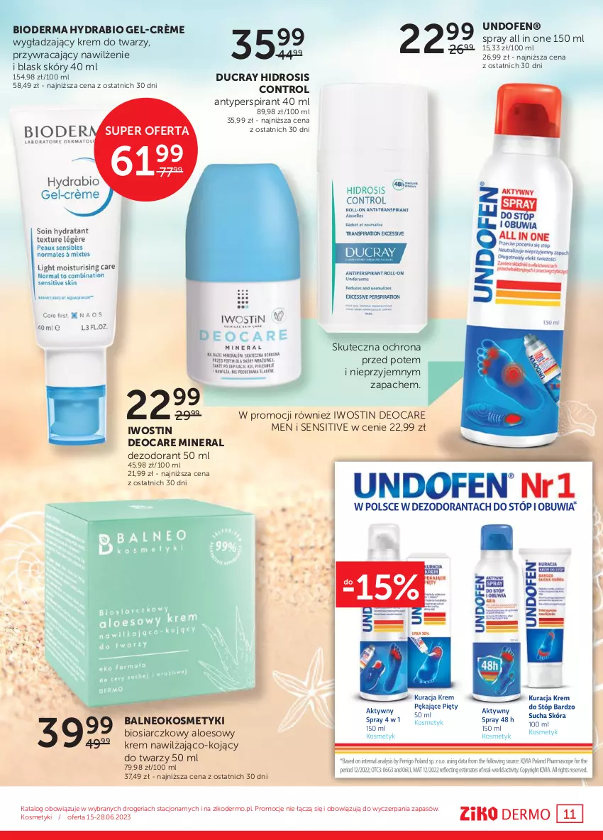 Gazetka promocyjna Ziko - Gazetka Ziko Dermo - ważna 15.06 do 28.06.2023 - strona 11 - produkty: Antyperspirant, Bioderma, Control, Dezodorant, Ducray, Iwostin, Krem do twarzy, Undofen