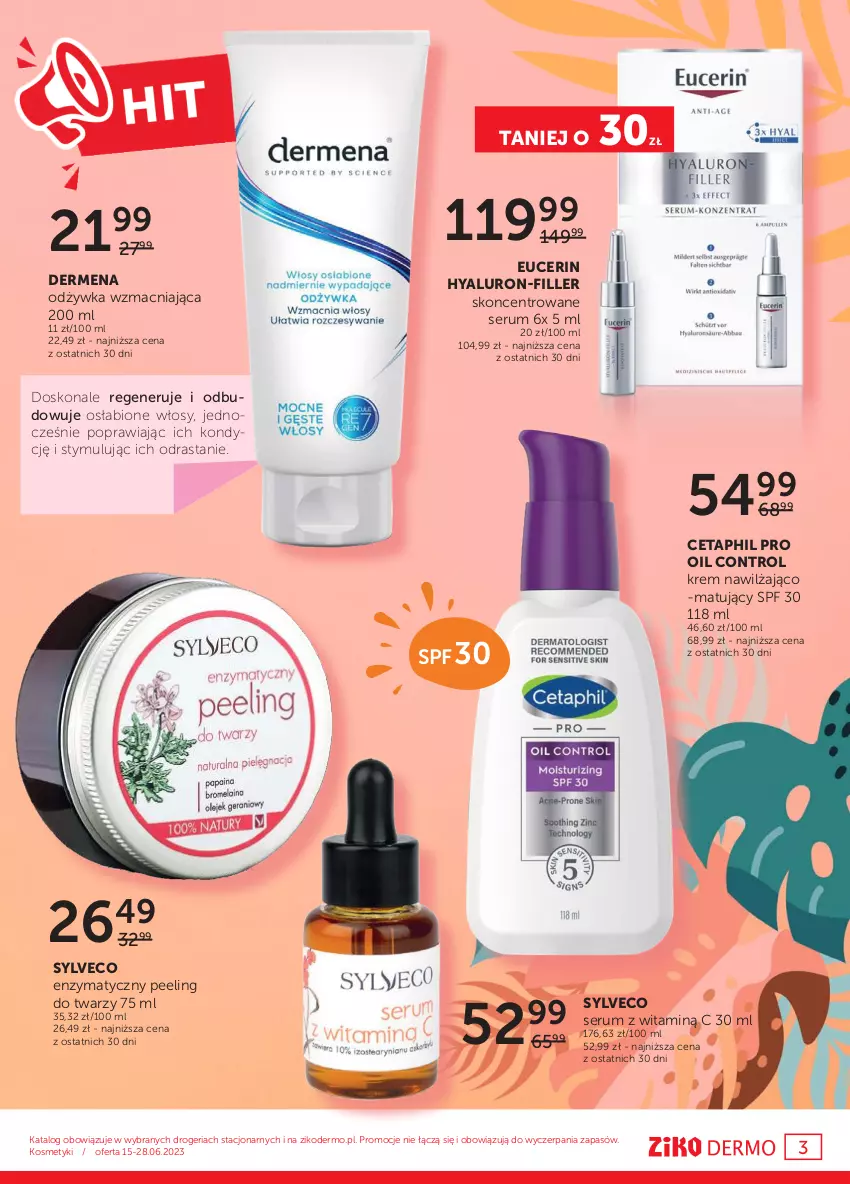 Gazetka promocyjna Ziko - Gazetka Ziko Dermo - ważna 15.06 do 28.06.2023 - strona 3 - produkty: Cetaphil, Control, Dermena, Odżywka, Peeling, Rum, Ser, Serum