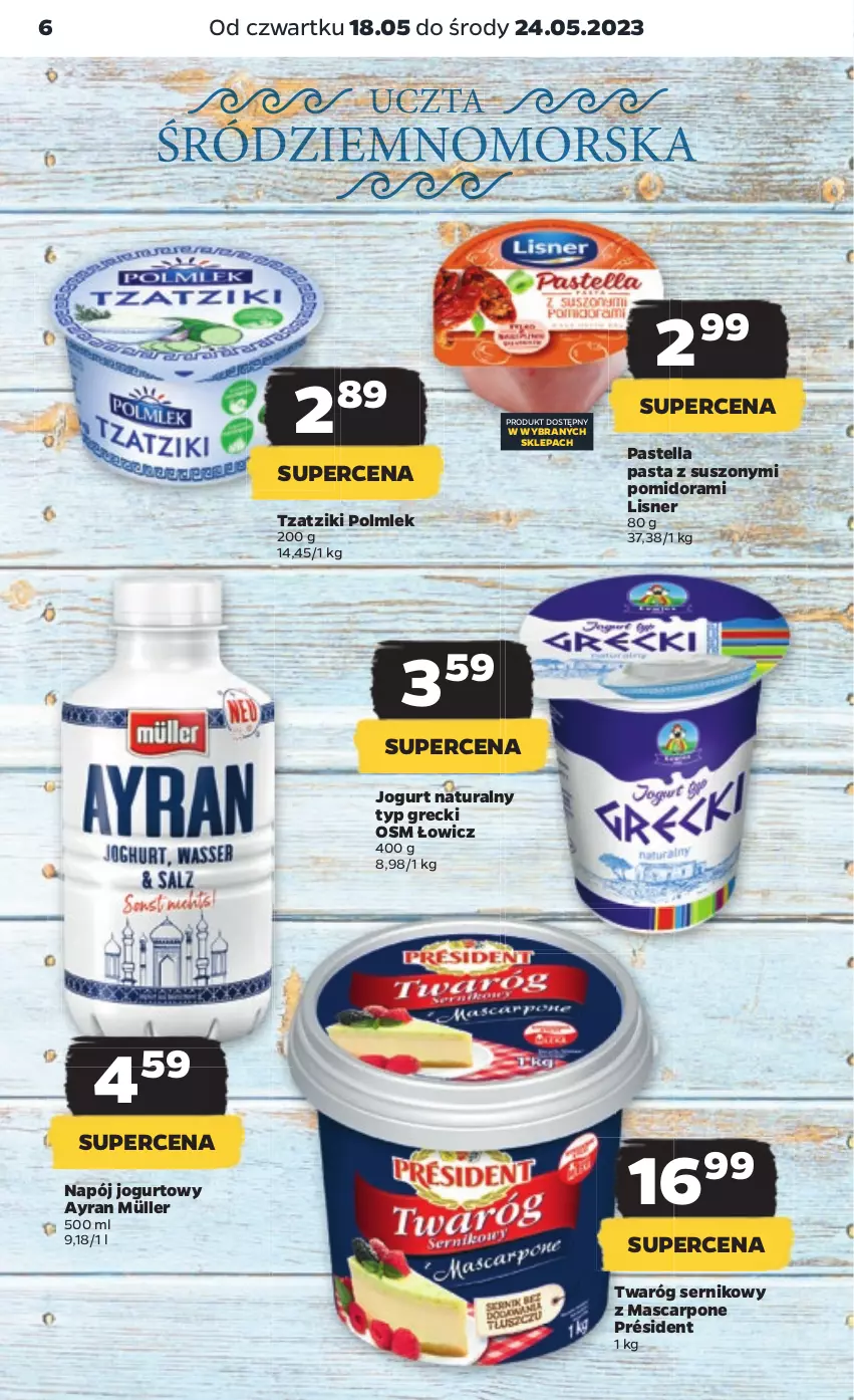 Gazetka promocyjna Netto - Artykuły spożywcze - ważna 18.05 do 24.05.2023 - strona 6 - produkty: Jogurt, Jogurt naturalny, Lisner, Mascarpone, Müller, Napój, Napój jogurtowy, Pastella, POLMLEK, Président, Ser, Twaróg