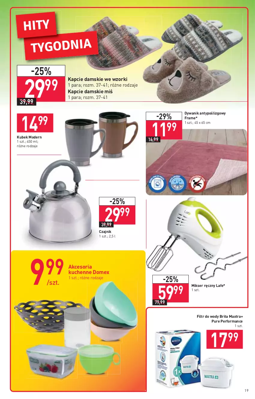 Gazetka promocyjna Stokrotka - Supermarket - ważna 10.11 do 17.11.2021 - strona 19 - produkty: Brit, Brita, Brita Maxtra, Czajnik, Dywan, Dywanik, Kapcie, Kubek, Mikser, Mikser ręczny, Pur, Ser