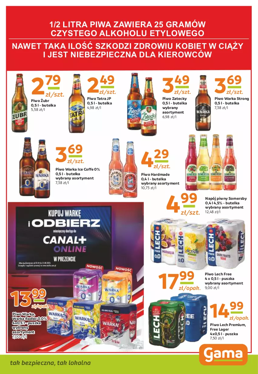 Gazetka promocyjna Gama - Gazetka Gama - ważna 17.07.2023 do 06.07.2024 - strona 11 - produkty: Gra, Lech Premium, Napój, Piec, Piwa, Piwo, Radler, Somersby, Tatra, Warka