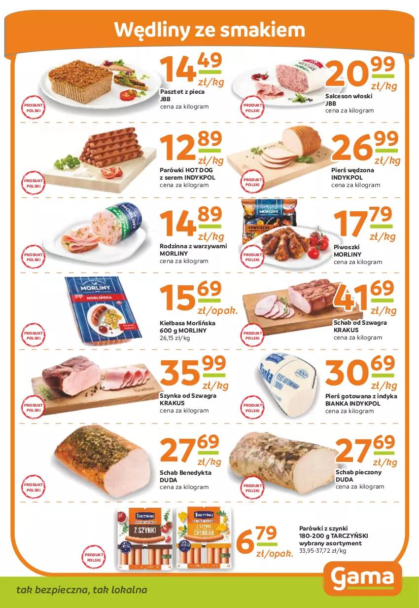 Gazetka promocyjna Gama - Gazetka Gama - ważna 17.07.2023 do 06.07.2024 - strona 3 - produkty: Bianka, Duda, Gra, Hot dog, Kiełbasa, Krakus, Morliny, Parówki, Parówki hot dog, Parówki z szynki, Pasztet, Piec, Piwo, Salceson, Schab Benedykta, Schab pieczony, Ser, Szynka, Tarczyński, Warzywa