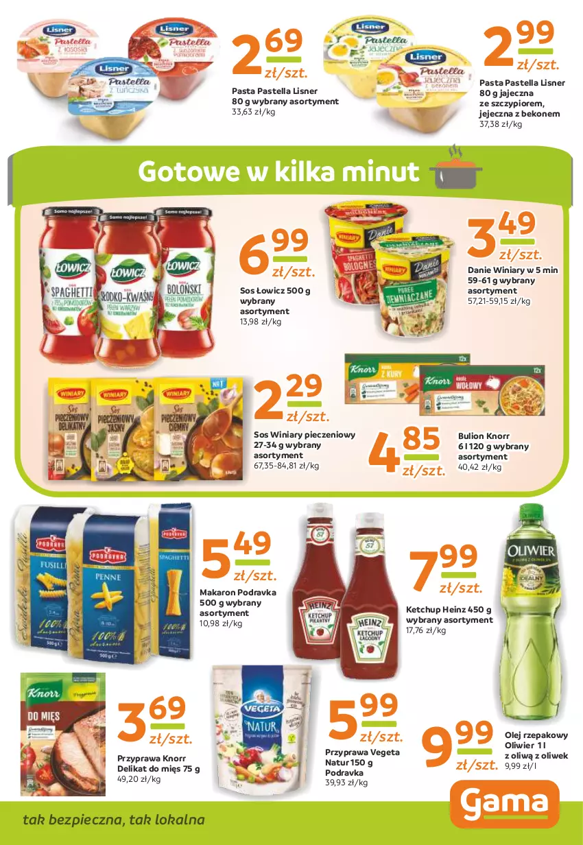 Gazetka promocyjna Gama - Gazetka Gama - ważna 17.07.2023 do 06.07.2024 - strona 7 - produkty: Beko, Bulion, Heinz, Ketchup, Knorr, Lion, Lisner, Makaron, Olej, Olej rzepakowy, Pastella, Piec, Podravka, Sos, Vegeta, Vegeta Natur, Winiary