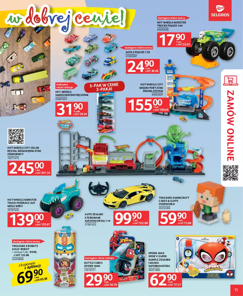 Gazetka promocyjna Selgros - Katalog Dzień Dziecka - ważna 18.05 do 31.05.2023 - strona 11 - produkty: Avent, Chodzik, Hot Wheels, Maska, Minecraft, Monster truck, Pojazd, Por, Robot, Samochodziki, Tera, Zegar, Zegarek