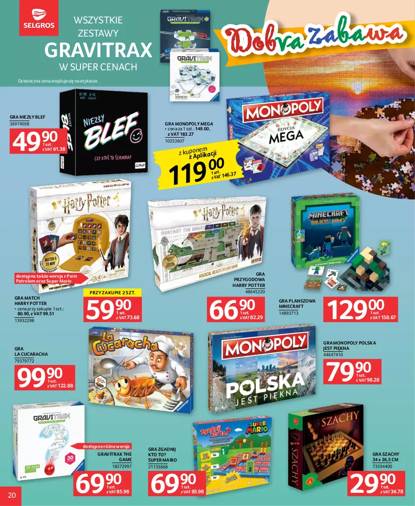 Gazetka promocyjna Selgros - Katalog Dzień Dziecka - ważna 18.05 do 31.05.2023 - strona 20 - produkty: Gra, Gravitrax, Harry Potter, Minecraft, Monopoly, Szachy