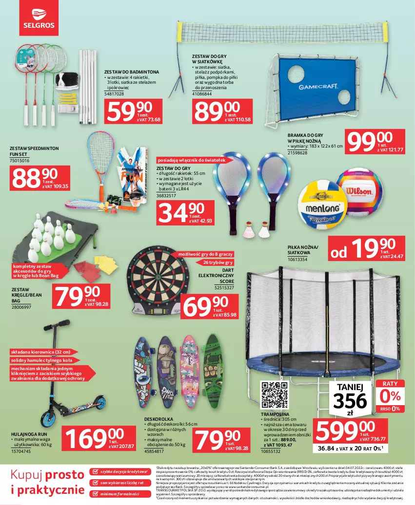 Gazetka promocyjna Selgros - Katalog Dzień Dziecka - ważna 18.05 do 31.05.2023 - strona 24 - produkty: Bramka, Dart elektroniczny, Deskorolka, Gra, Gry, Hulajnoga, Kierownica, Kosz, Mule, Noż, Piłka nożna, Pokrowiec, Pompka, Por, Ramka, Rolki, Siatka, Sok, Sprzedawcy, Top, Torba, Tran, Waga