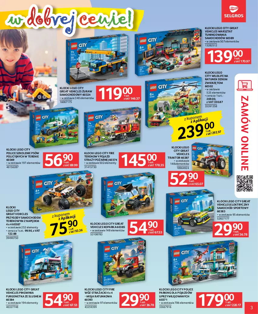 Gazetka promocyjna Selgros - Katalog Dzień Dziecka - ważna 18.05 do 31.05.2023 - strona 3 - produkty: Klocki, LEGO, LEGO City, Parka, Pingwin, Pojazd, Por, Samochód, Sport, Traktor, Urgo, Wóz strażacki