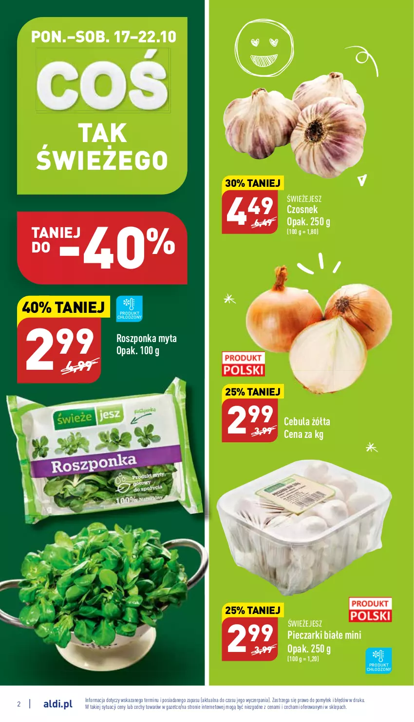 Gazetka promocyjna Aldi - Pełny katalog - ważna 17.10 do 22.10.2022 - strona 2 - produkty: Cebula, Czosnek, Piec, Roszponka