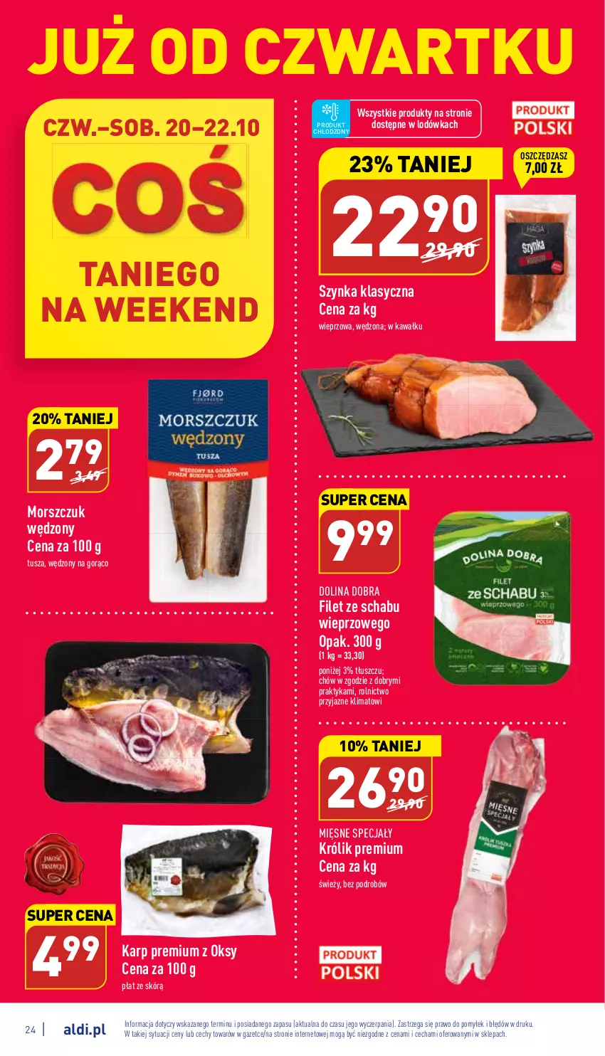 Gazetka promocyjna Aldi - Pełny katalog - ważna 17.10 do 22.10.2022 - strona 24 - produkty: Karp, Kawa, Królik, Lodówka, Mięsne specjały, Szynka, Tusz