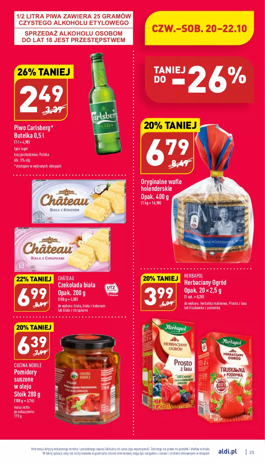 Gazetka promocyjna Aldi - Pełny katalog - ważna 17.10 do 22.10.2022 - strona 25 - produkty: Carlsberg, Czekolada, Gin, Gra, Herbapol, Kokos, Ogród, Olej, Piwa, Piwo, Pomidory, Wafle