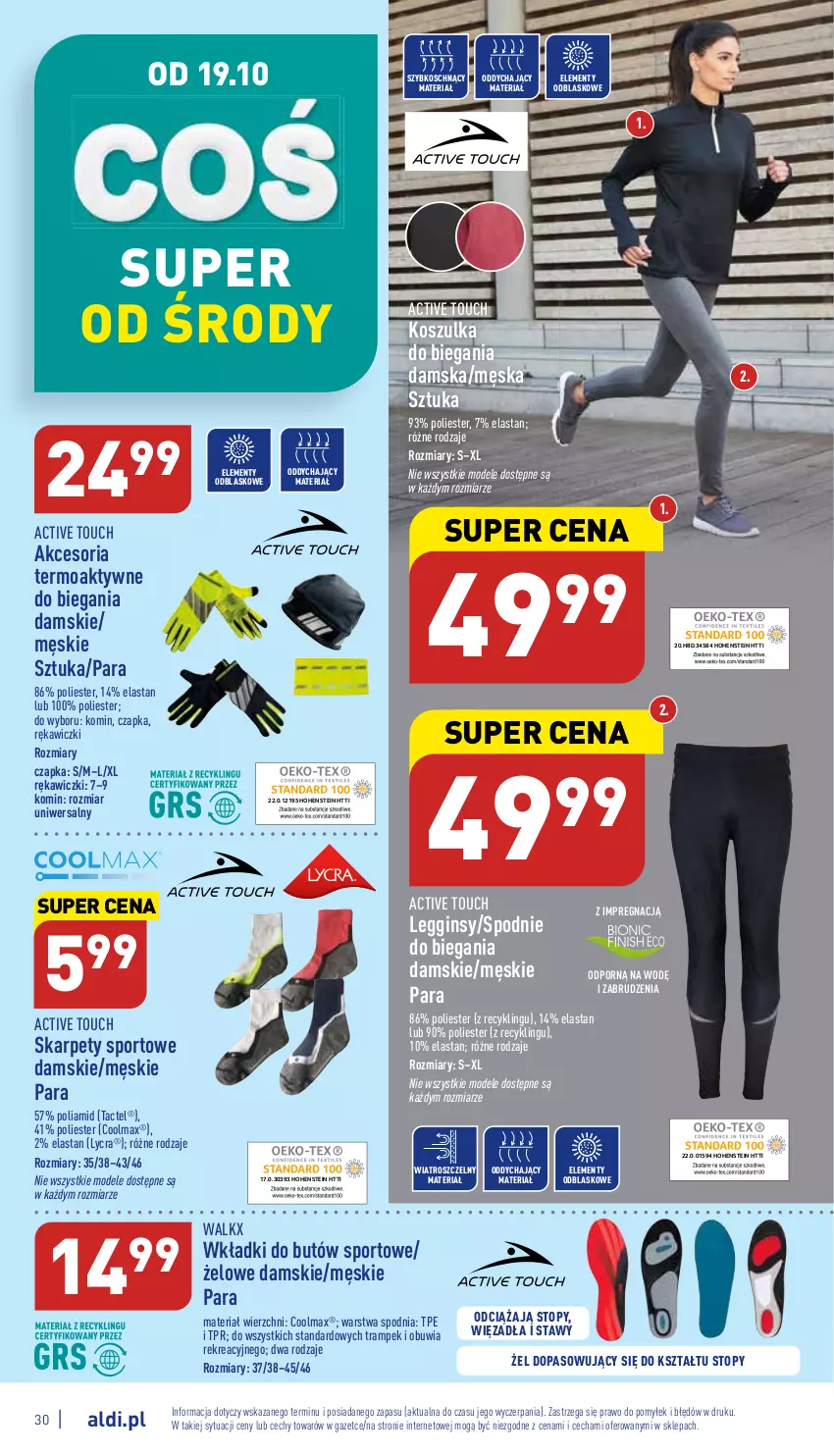 Gazetka promocyjna Aldi - Pełny katalog - ważna 17.10 do 22.10.2022 - strona 30 - produkty: Czapka, Gin, Karp, Kosz, Koszulka, Legginsy, Olma, Por, Spodnie, Sport, Top, Wkładki