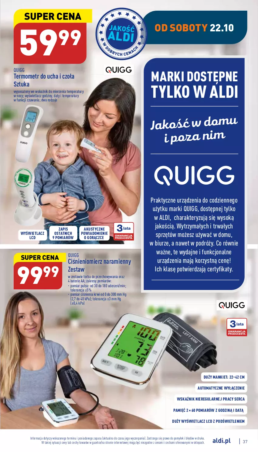 Gazetka promocyjna Aldi - Pełny katalog - ważna 17.10 do 22.10.2022 - strona 37 - produkty: Ciśnieniomierz, Ser, Sok, Termometr, Torba