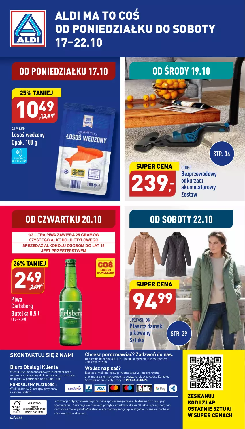 Gazetka promocyjna Aldi - Pełny katalog - ważna 17.10 do 22.10.2022 - strona 40 - produkty: Akumulator, Biuro, Carlsberg, Fa, Gra, O nas, Odkurzacz, Piwa, Piwo, Płaszcz, Por