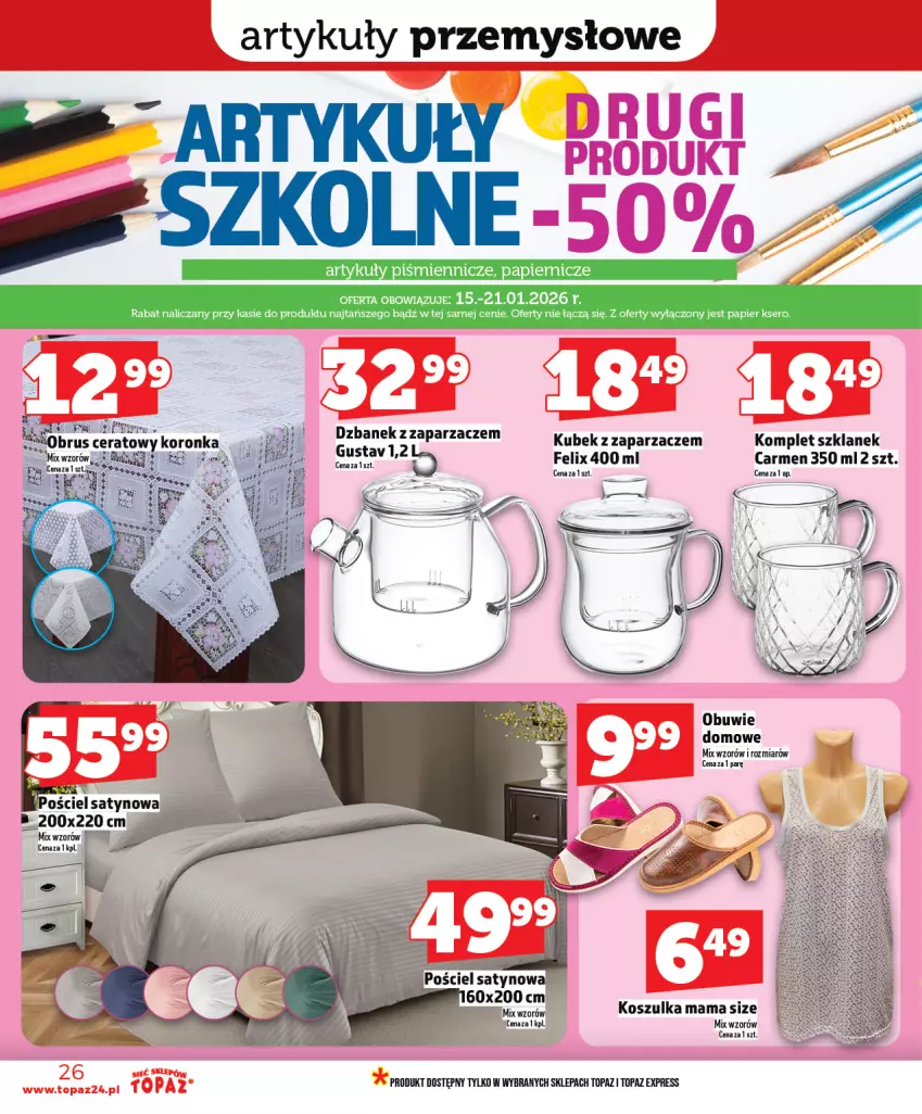 Gazetka promocyjna Topaz - Gazetka - ważna 15.01 do 21.01.2026 - strona 26 - produkty: Fa, Felix, Kosz, Koszulka, Kubek, Obuwie, Papier, Ser, Top, Zaparzacz
