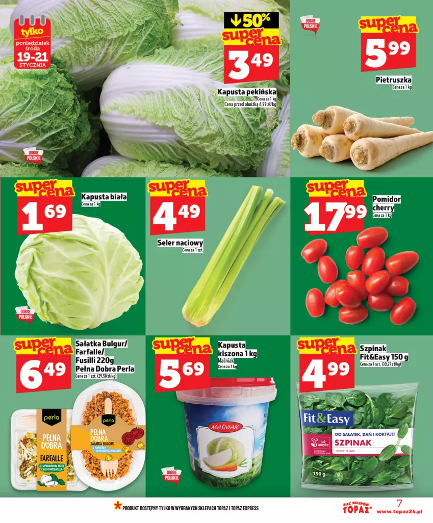 Gazetka promocyjna Topaz - Gazetka - ważna 15.01 do 21.01.2026 - strona 7 - produkty: Bulgur, Fa, LG, Pietruszka, Sałat, Sałatka, Seler naciowy, Szpinak, Top