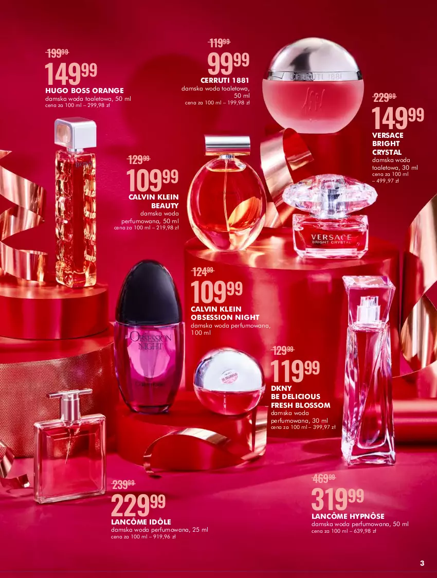 Gazetka promocyjna Super Pharm - Gazetka - ważna 01.12 do 24.12.2022 - strona 3 - produkty: Calvin Klein, Cerruti, DKNY, Hugo Boss, Lancôme, Perfum, SESSIO, Versace, Woda, Woda perfumowana, Woda toaletowa