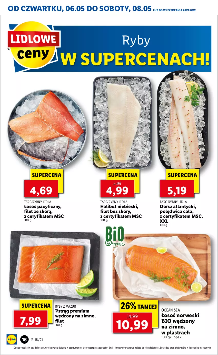 Gazetka promocyjna Lidl - GAZETKA - ważna 06.05 do 08.05.2021 - strona 16 - produkty: Dorsz, Halibut, Polędwica, Pstrąg