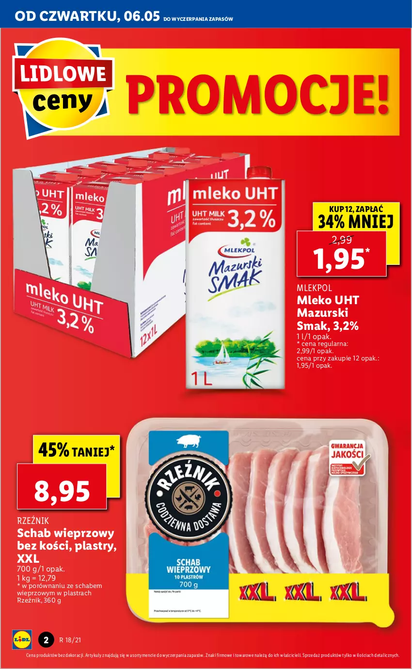 Gazetka promocyjna Lidl - GAZETKA - ważna 06.05 do 08.05.2021 - strona 2 - produkty: Mleko, Por, Schab wieprzowy