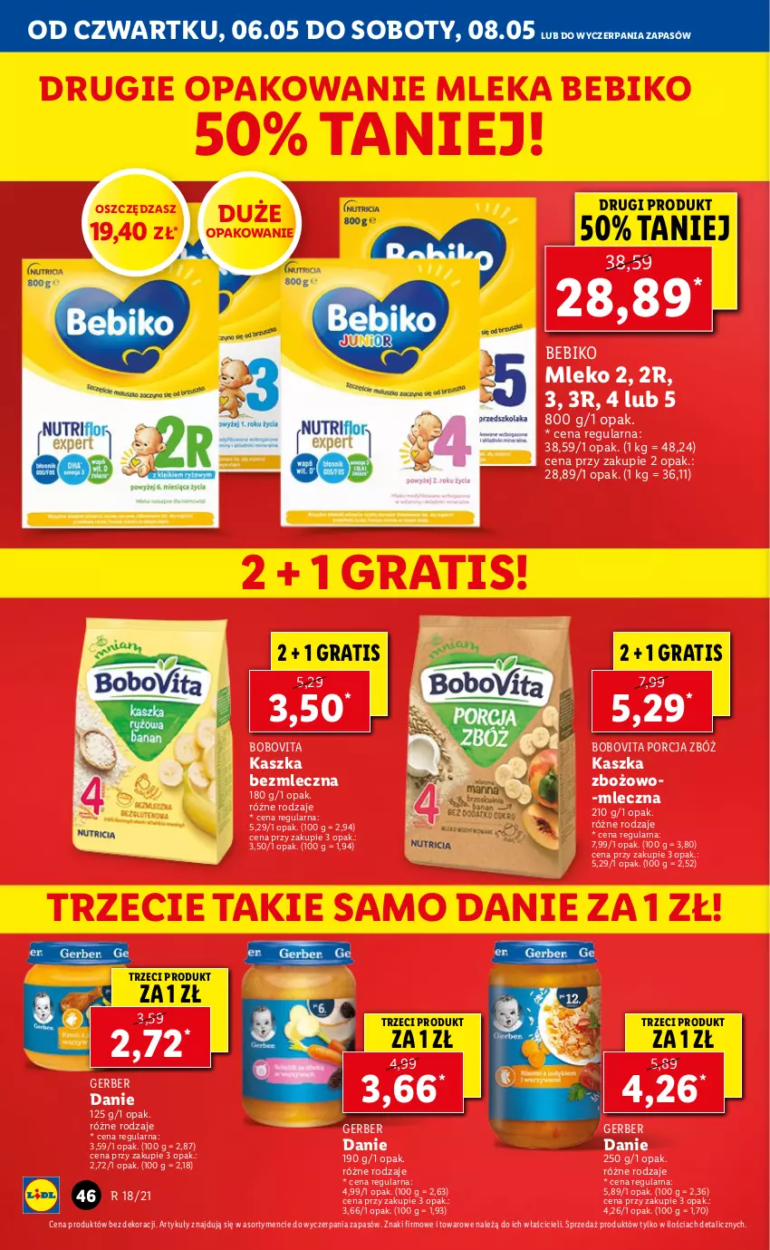 Gazetka promocyjna Lidl - GAZETKA - ważna 06.05 do 08.05.2021 - strona 46 - produkty: Bebiko, BoboVita, Gerber, Gra, Mleko, Por