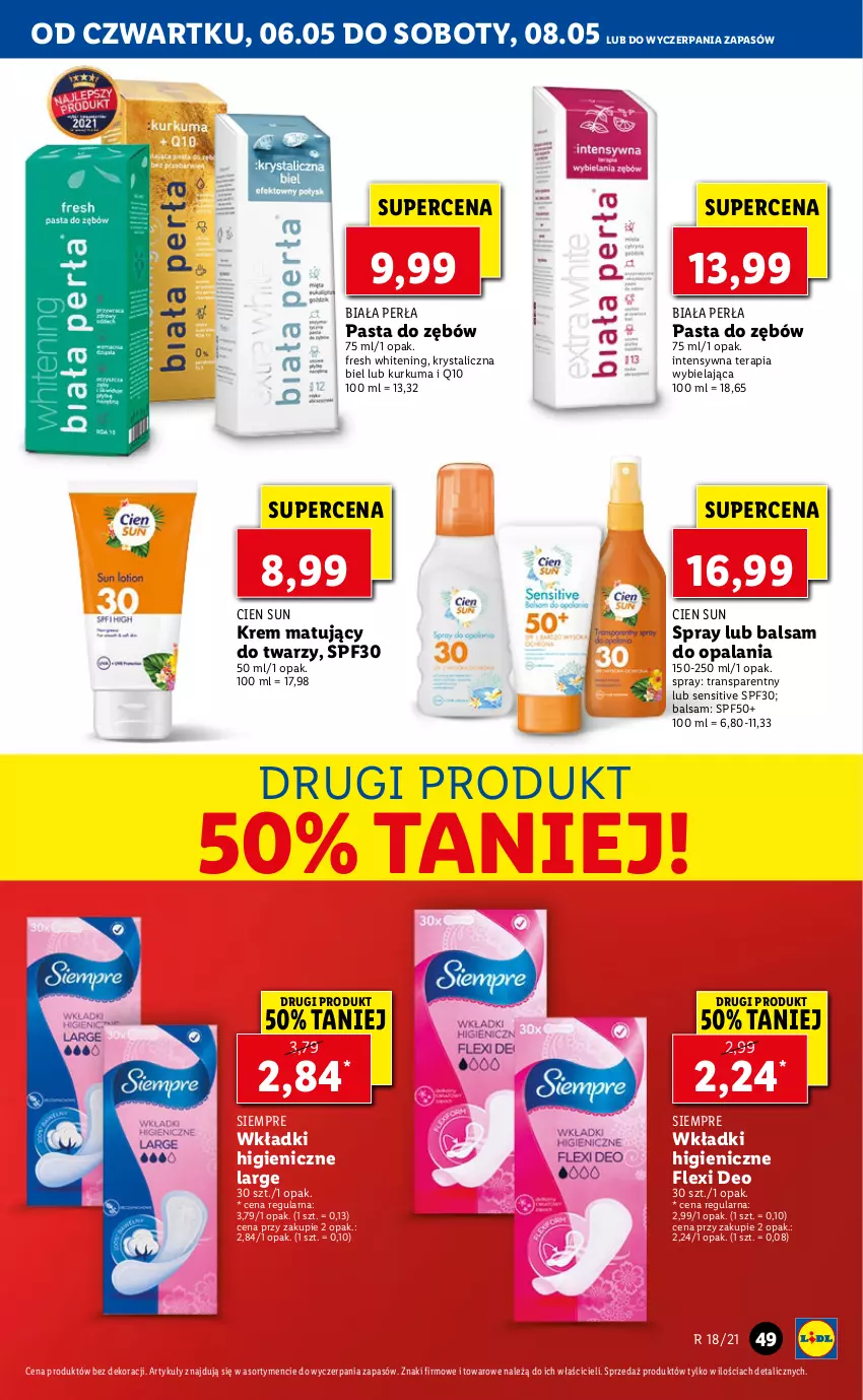 Gazetka promocyjna Lidl - GAZETKA - ważna 06.05 do 08.05.2021 - strona 49 - produkty: Kurkuma, Pasta do zębów, Perła, Tera, Tran, Wkładki