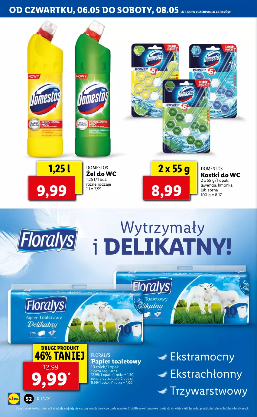 Gazetka promocyjna Lidl - GAZETKA - ważna 06.05 do 08.05.2021 - strona 52 - produkty: Domestos, Flora, Limonka, Papier, Papier toaletowy, Sos