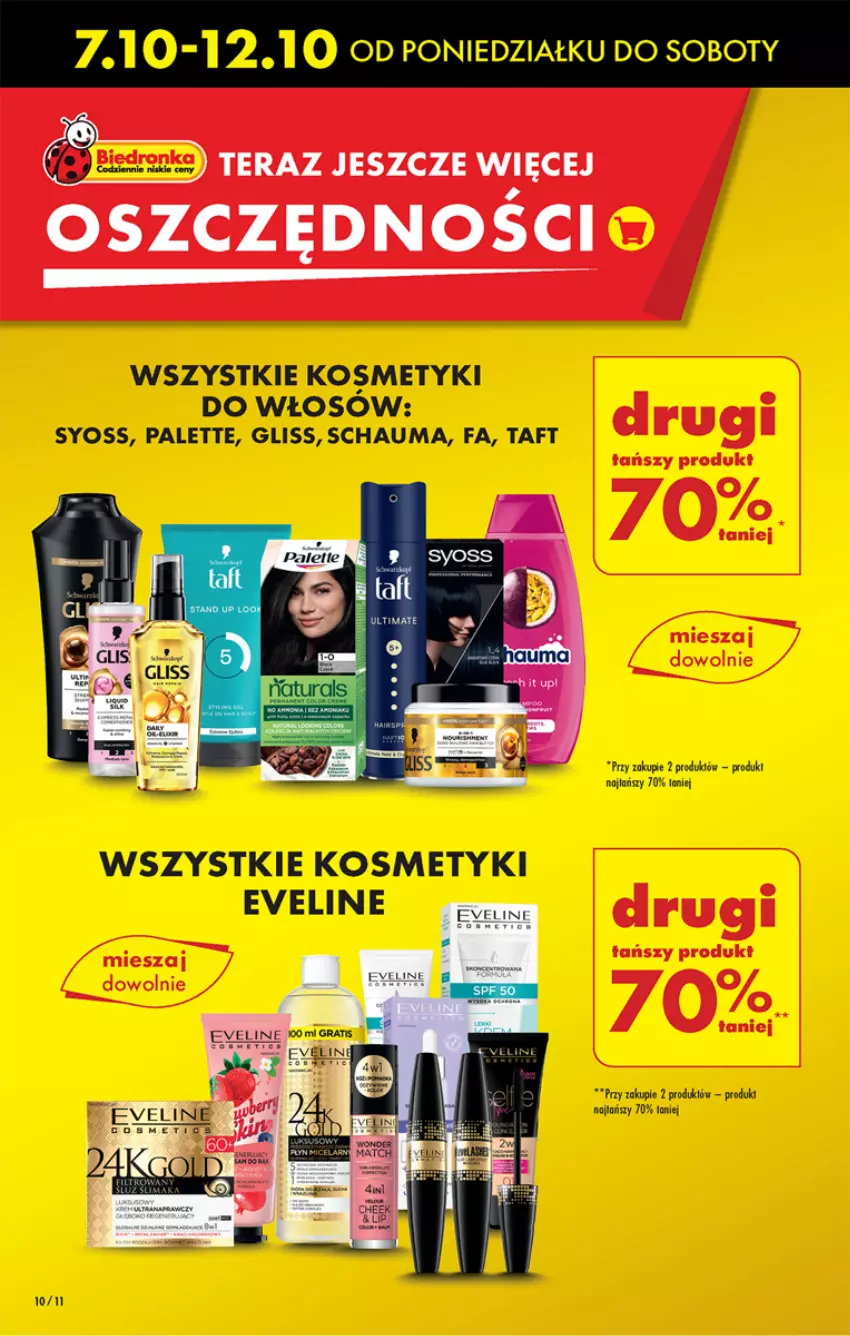 Gazetka promocyjna Biedronka - Od poniedzialku - ważna 07.10 do 12.10.2024 - strona 10 - produkty: Eveline, Fa, Palette, Schauma, Syoss, Taft, Tera