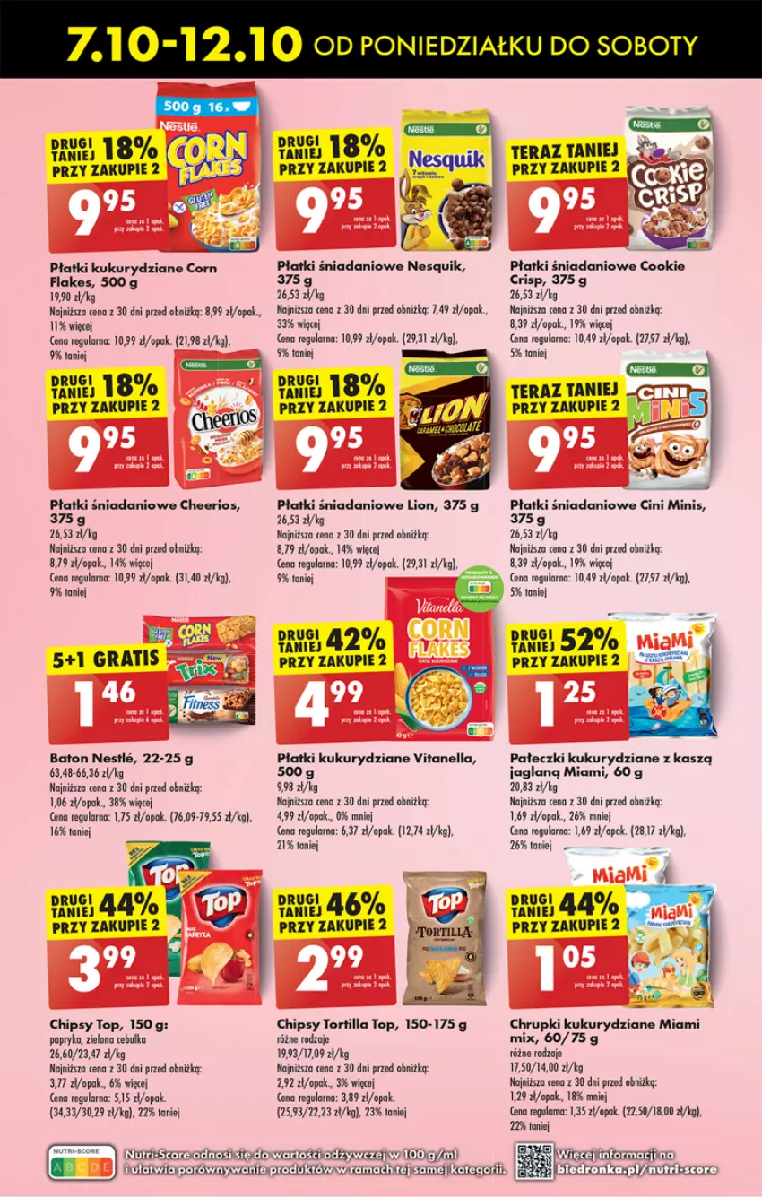 Gazetka promocyjna Biedronka - Od poniedzialku - ważna 07.10 do 12.10.2024 - strona 47 - produkty: Baton, Cheerios, Chipsy, Chrupki, Cini Minis, Danio, Dron, Gra, Lion, Nesquik, Papryka, Por, Rama, Tera, Top, Tortilla