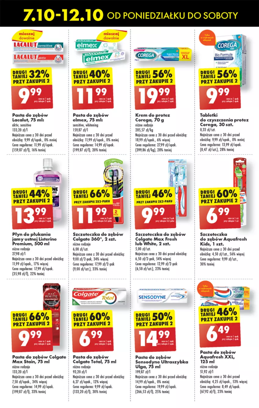 Gazetka promocyjna Biedronka - Od poniedzialku - ważna 07.10 do 12.10.2024 - strona 59 - produkty: Aquafresh, Colgate, Colgate Total, Corega, Elmex, Lacalut, LG, Listerine, Pasta do zębów, Płyn do płukania, Płyn do płukania jamy ustnej, Sensodyne, Szczoteczka, Szczoteczka do zębów, Tablet