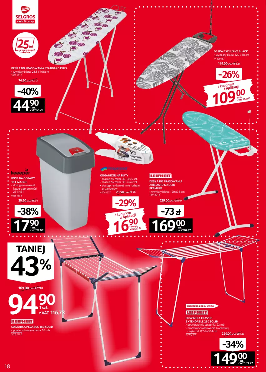 Gazetka promocyjna Selgros - Oferta przemysłowa - ważna 08.09 do 21.09.2022 - strona 18 - produkty: Asus, Buty, Deska do prasowania, Kosz, Kosz na odpady, Lack, Organizer, Suszarka