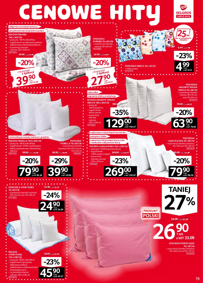 Gazetka promocyjna Selgros - Oferta przemysłowa - ważna 08.09 do 21.09.2022 - strona 19 - produkty: Fa, Kołdra, Okno, Poduszka, Por, Wełna