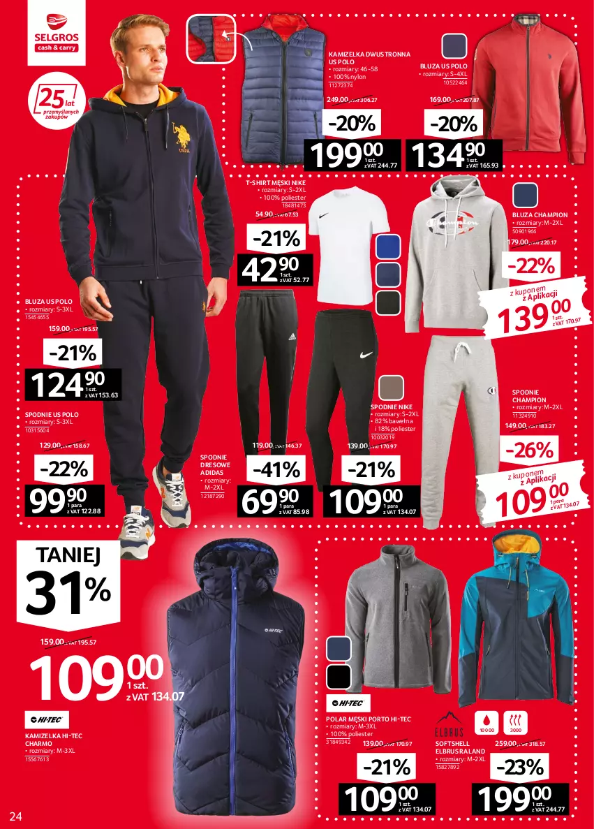 Gazetka promocyjna Selgros - Oferta przemysłowa - ważna 08.09 do 21.09.2022 - strona 24 - produkty: Adidas, Bluza, Dres, Hi-Tec, Kamizelka, Nike, Por, Spodnie, Spodnie dresowe, T-shirt, Wełna