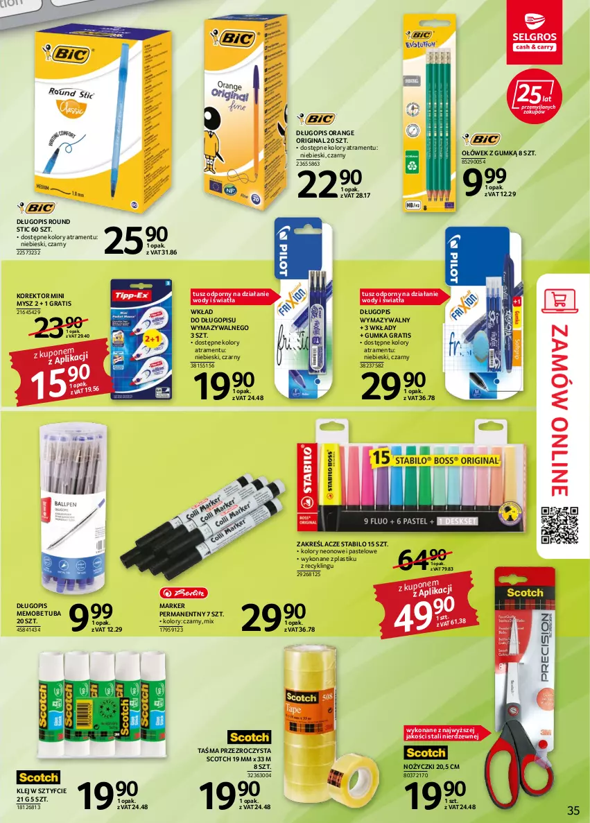 Gazetka promocyjna Selgros - Oferta przemysłowa - ważna 08.09 do 21.09.2022 - strona 35 - produkty: Długopis, Gin, Gra, Klej, Marker, Mysz, Noż, Nożyczki, Por, Tusz