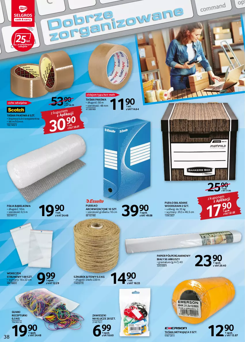 Gazetka promocyjna Selgros - Oferta przemysłowa - ważna 08.09 do 21.09.2022 - strona 38 - produkty: Dźwig, Gra, Klej, Papier, Pudełko, Rama, Sznurek, Taśma pakowa, Tran, Woreczek, Zawieszki