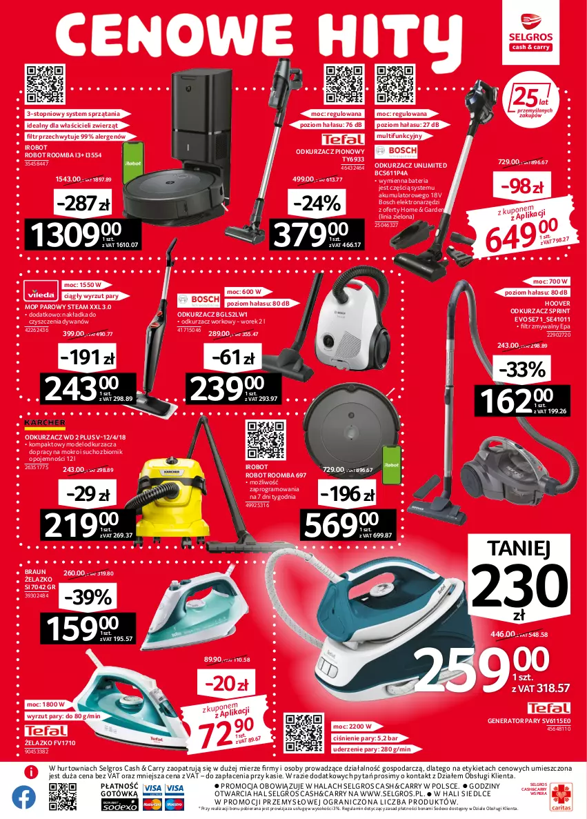 Gazetka promocyjna Selgros - Oferta przemysłowa - ważna 08.09 do 21.09.2022 - strona 5 - produkty: Akumulator, Bateria, Bosch, Braun, Dywan, Generator pary, Gra, IRobot, LG, Mop, Mop parowy, Odkurzacz, Robot, Roomba, Sok, Top